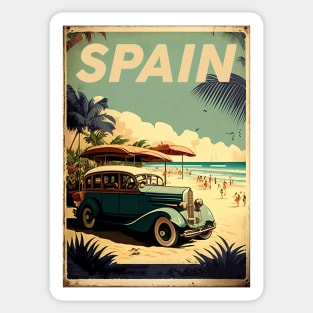 Spain Beach Vintage Travel Art Poster Sticker